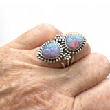 Aurora Opal Carved Solid 925 Sterling Silver Ring 10