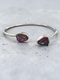 Rough Watermelon Tourmaline Solid 925 Sterling Silver Bangle bracelet