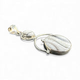 Zebra Calcite Solid 925 Sterling Silver Pendant