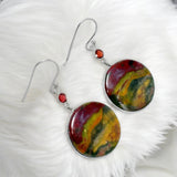 Bloodstone & Garnet Solid 925 Sterling Silver Earrings