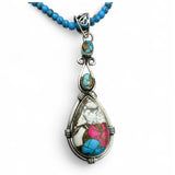 Kingman Cotton Candy Turquoise Solid 925 Sterling Silver Pendant Necklace