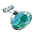 Malachite & Labradorite Solid 925 Sterling Silver Pendant
