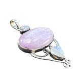 Pink Kunzite & Moonstone Solid 925 Sterling Silver Pendant