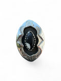White Buffalo Shadow Box Solid 925 Sterling Silver Ring 9.5
