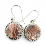 Crazy Lace Agate round Solid 925 Sterling Silver Earrings