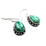 Malachite Solid 925 Sterling Silver Teardrop Earrings – Handmade Dangle Jewelry