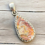Crazy Lace Agate teardrop Solid 925 Sterling Silver Pendant