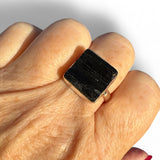 Raw Black Tourmaline Solid 925 Sterling Silver Ring 9