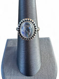Rainbow Moonstone Solid 925 Sterling Silver Ring 7