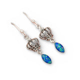 Lab Fire Opal Solid 925 Sterling Silver Earrings