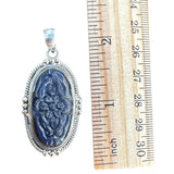 Carved Labradorite Solid 925 Sterling Silver Pendant