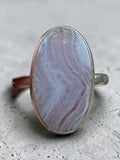Blue Lace Agate Solid 925 Sterling Silver Ring 10