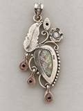 Variscite & Amethyst Silver Overlay Pendant