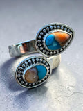 Kingman Turquoise & Spiny Oyster Solid 925 Sterling Silver Ring – Adjustable