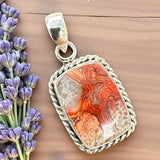 Crazy Lace Agate square Solid 925 Sterling Silver Pendant