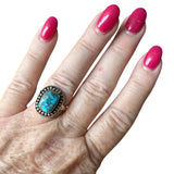 Kingman Blue Copper Turquoise Solid 925 Sterling Silver Ring