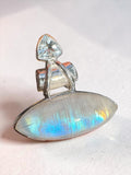 Rainbow Moonstone & Blue Topaz Solid 925 Sterling Silver Pendant