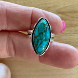 Copper Turquoise Solid 925 Sterling Silver Ring 4