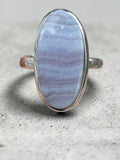 Blue Lace Agate Solid 925 Sterling Silver Ring 8