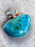 Shattuckite & Rainbow Moonstone Solid 925 Sterling Silver Pendant