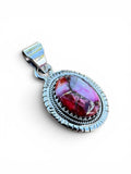 Kingman Pink Dahlia Turquoise Solid 925 Sterling Silver Pendant