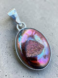 Rose Titanium Druzy Solid 925 Sterling Silver Pendant