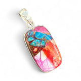 Kingman Pink Dahlia Turquoise Solid 925 Sterling Silver Pendant