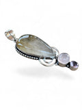 Gold Rutilated Quartz & Rose Quartz Silver Overlay Pendant