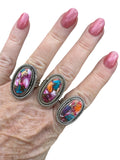 Kingman Pink Dahlia Turquoise Solid 925 Sterling Silver Ring – Size 9