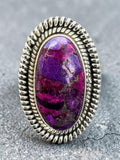 Kingman Purple Mojave Turquoise Solid 925 Sterling Silver Ring 10