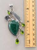 Green Aventurine & Peridot Silver Overlay Pendant