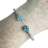 Blue Topaz Solid 925 Sterling Silver Cuff Bracelet