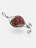 Red Rainbow Jasper heart Silver Overlay Pendant