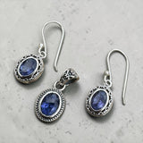 Tanzanite Solid 925 Sterling Silver Pendant Earrings Set