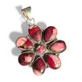 FLOWER Kingman Red Rose Dahlia Solid 925 Sterling Silver Pendant