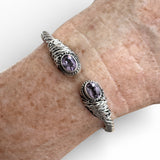 Bali Amethyst Sterling Silver Cuff Bracelet | Solid 925