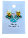 Kingman Honey Dahlia & Turquoise Solid 925 Sterling Silver stud Earrings