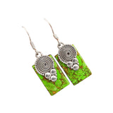 Green Mojave Turquoise Solid 925 Sterling Silver Earrings