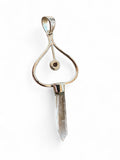 Pink & Green Tourmaline with Quartz point Solid 925 Sterling Silver Pendant