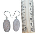 Peach Druzy & Luminite Solid 925 Sterling Silver Pendant & Earrings Set
