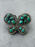 Big Butterfly Tibetan Turquoise Solid 925 Sterling Silver Ring ADJ