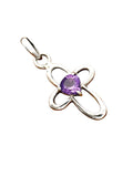 Amethyst cross Solid 925 Sterling Silver Pendant Earrings Set
