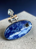 Sodalite & Blue Topaz Solid 925 Sterling Silver Pendant