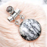 Pinolith Jasper & Rutilated Quartz Solid 925 Sterling Silver Pendant