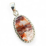 Crazy Lace Agate round Solid 925 Sterling Silver Pendant