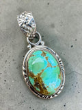 Sonoran Gold Turquoise Solid 925 Sterling Silver Pendant