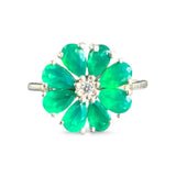 FLOWER Green Onyx Solid 925 Sterling Silver Ring – Size 8