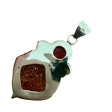 Sunstone & Garnet Solid 925 Sterling Silver Pendant