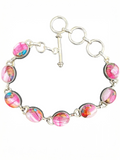 Kingman Pink Dahlia Turquoise Solid 925 Sterling Silver Bracelet