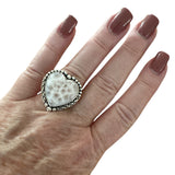 HEART Natrolite Solid 925 Sterling Silver Ring 8